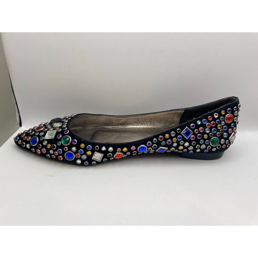Jeffrey Campbell Ibiza Last Jeweled Flats Size 10 Black Suede - Picture 6 of 13